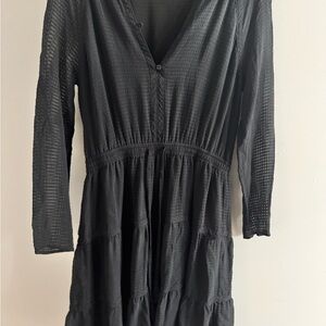 Tory Burch Elegant Black Women's Dress size 4 tiered skirt georgette New!